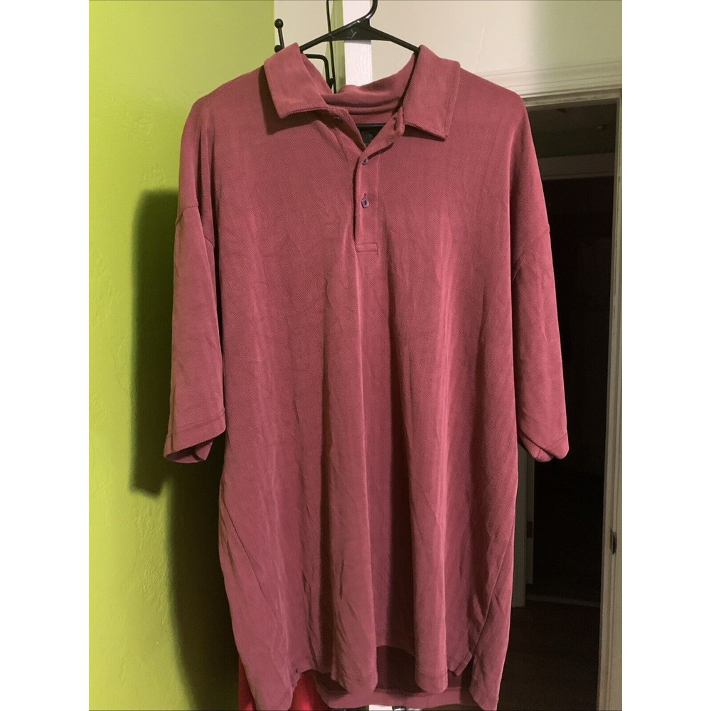 Nike Tiger Woods Polo Shirt Mens XL Red Maroon Striped Short Sleeve thick comfy